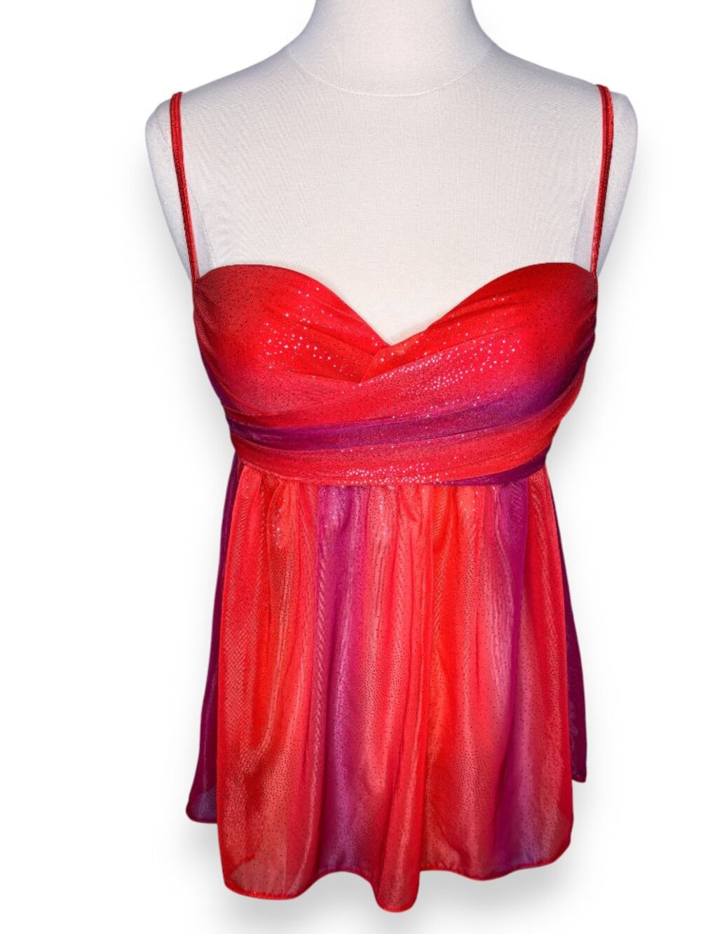 Victoria's Secret Sexy Little Things Y2K Red Pink Purple Babydoll Lingerie 34C